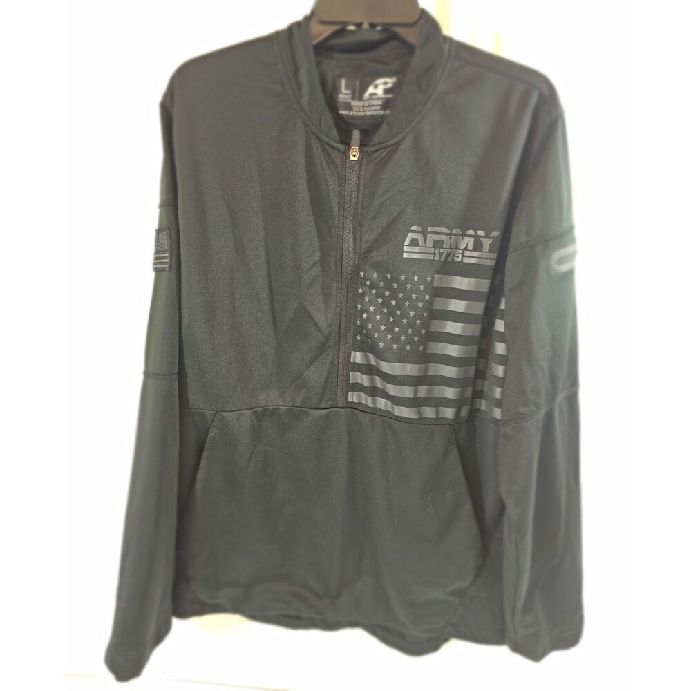 Army Performance Men’s L Black 1/4 Zip Mock Neck Pullover Logo Polyester